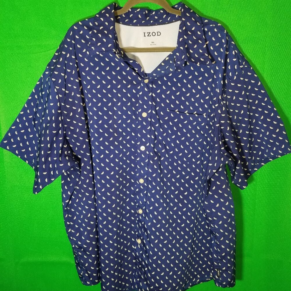 IZOD Men 3XL Blue Watermelon Button Down Casual Cruise Coast Picnic